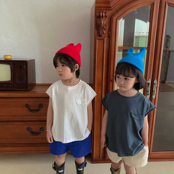 summer sleeveless loose t shirts for boys and girls cotton solid color casual soft vest 210615, Blue
summer sleeveless loose t shirts for boys and girls cotton solid color casual soft vest 210615, Blue