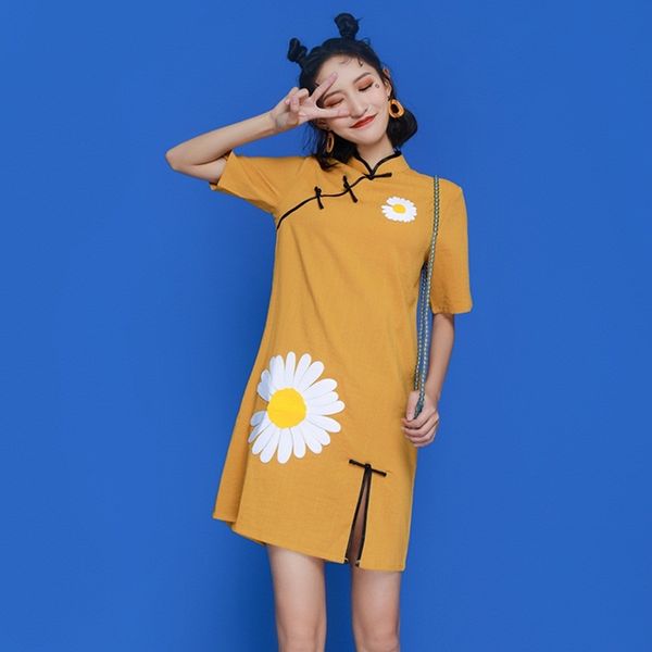 yellow dress for women oriental dress short chinese dress qipao daisy cheongsam dresses summer 2021 robe vintage femme 10025, Red
yellow dress for women oriental dress short chinese dress qipao daisy cheongsam dresses summer 2021 robe vintage femme 10025, Red