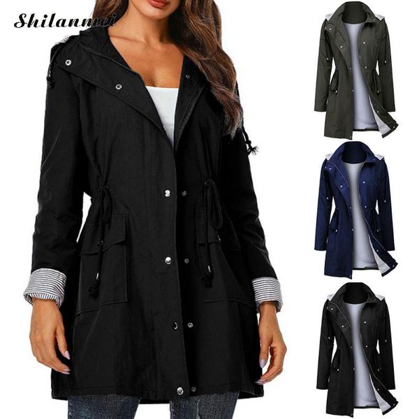 women's trench coats punk women hooded coat 2021 autumn fashion drawsting windproof casual solid zipper waterproof overcoat with siames, Tan;black
women's trench coats punk women hooded coat 2021 autumn fashion drawsting windproof casual solid zipper waterproof overcoat with siames, Tan;black