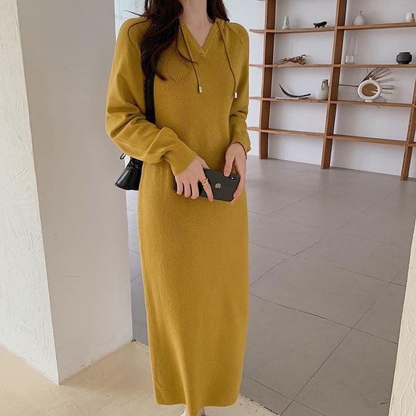casual dresses black dress fashion fall winter women hooded korean knitting super elastic elegant vintage lady long, Black;gray
casual dresses black dress fashion fall winter women hooded korean knitting super elastic elegant vintage lady long, Black;gray