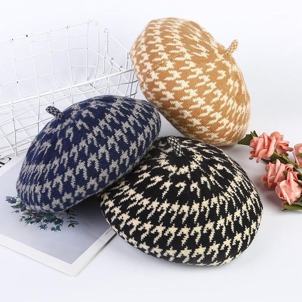 fashion elegance women's berets plaid cap winter soft warm wool beret beanie hats french style vintage female bonnet caps, Blue;gray
fashion elegance women's berets plaid cap winter soft warm wool beret beanie hats french style vintage female bonnet caps, Blue;gray