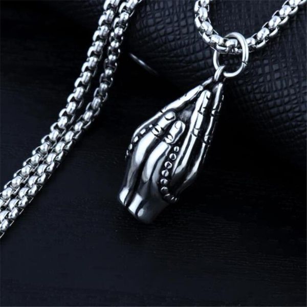 retro praying hands stainless steel necklace men's and women's silver color pendant accessories religious faith jewelry gifts neck
retro praying hands stainless steel necklace men's and women's silver color pendant accessories religious faith jewelry gifts neck