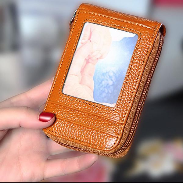 card holders fashion genuine leather case women zipper holder large capacity female id bag wallet, Brown;gray
card holders fashion genuine leather case women zipper holder large capacity female id bag wallet, Brown;gray