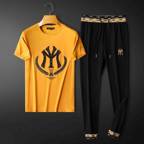 tracksuits sport suit fashion classic short sleeve summer casual yellow clothes black pants white, Gray
tracksuits sport suit fashion classic short sleeve summer casual yellow clothes black pants white, Gray