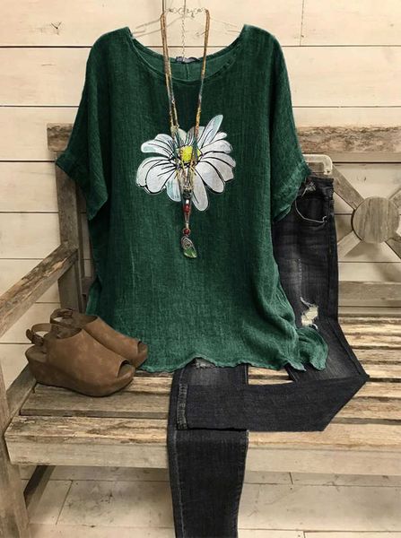 women's t-shirt summer fashion women short sleeve round neck tees flower print vintage 5xl plus size casual cotton comfortable t-shirt, White
women's t-shirt summer fashion women short sleeve round neck tees flower print vintage 5xl plus size casual cotton comfortable t-shirt, White