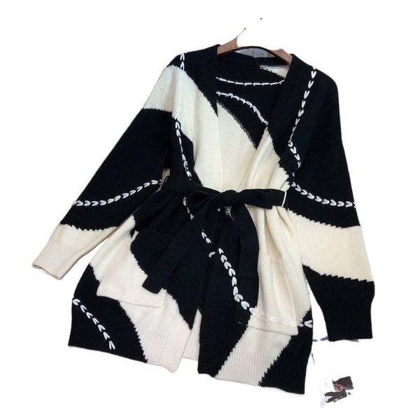 women's knits & tees 2021fw autumn fashion women 100% wool knitted v neck patchwork cardigan female casual long sweater coat with belts, White
women's knits & tees 2021fw autumn fashion women 100% wool knitted v neck patchwork cardigan female casual long sweater coat with belts, White