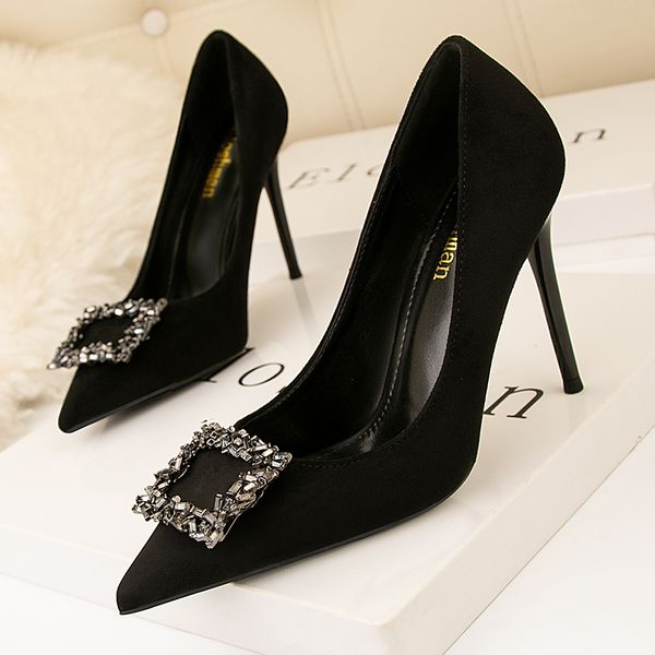 Womens shoes PUMPS point shallow mouth high heels nightclub sexy stiletto buckle diamond rhinestone wedding shoes, Black 6cm
Womens shoes PUMPS point shallow mouth high heels nightclub sexy stiletto buckle diamond rhinestone wedding shoes, Black 6cm