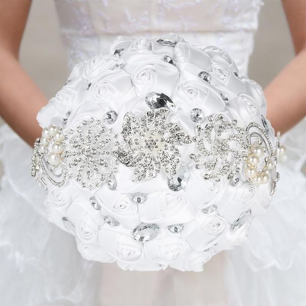 white wedding bridal bouquet handmade rhinestone satin rose flower with artificial pearls decorated for bride supplies decorative flowers &
white wedding bridal bouquet handmade rhinestone satin rose flower with artificial pearls decorated for bride supplies decorative flowers &
