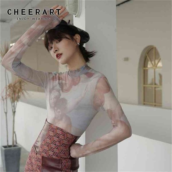 cheerart sheer t shirt women turtle neck mesh painting print long sleeve tee femme body tight underwear fall clothes 210708, White
cheerart sheer t shirt women turtle neck mesh painting print long sleeve tee femme body tight underwear fall clothes 210708, White