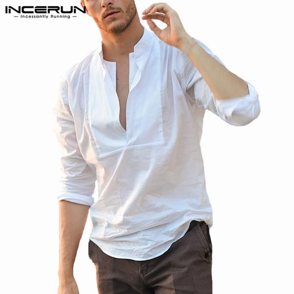 men's casual shirts incerun shirt long sleeve v neck breathable men solid stylish slim fit camisa masculina 2021 s-5xl, White;black
men's casual shirts incerun shirt long sleeve v neck breathable men solid stylish slim fit camisa masculina 2021 s-5xl, White;black