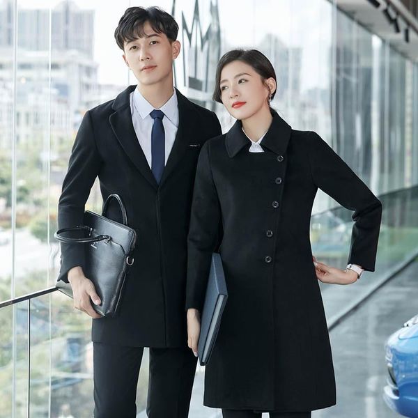 women's wool & blends overcoat thickened el front desk work clothes sales department 4s shop woolen jacket winter, Black
women's wool & blends overcoat thickened el front desk work clothes sales department 4s shop woolen jacket winter, Black