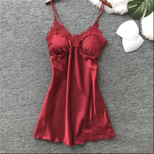 spring and summer dress womens sleepwears with breast pad, ice silk lace slim home clothes sleep wear al, Black;red
spring and summer dress womens sleepwears with breast pad, ice silk lace slim home clothes sleep wear al, Black;red