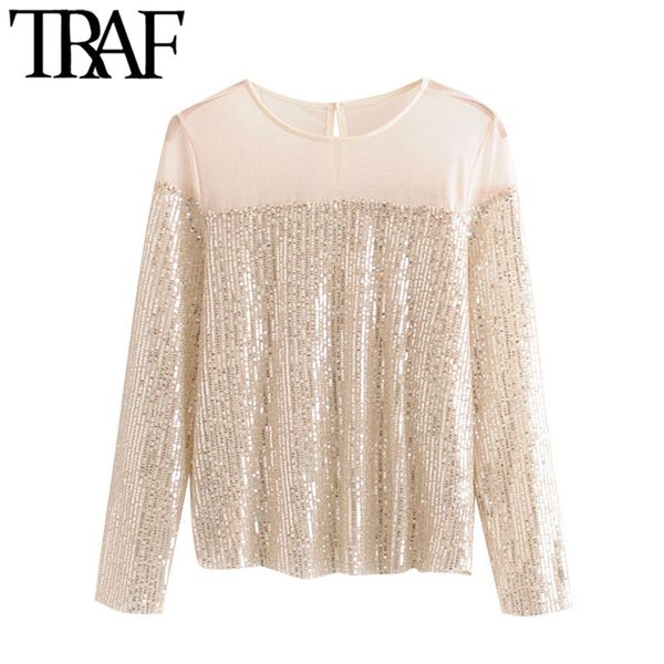 traf women fashion mesh patchwork sequins blouses vintage o neck long sleeve female shirts blusas chic 210415, White
traf women fashion mesh patchwork sequins blouses vintage o neck long sleeve female shirts blusas chic 210415, White