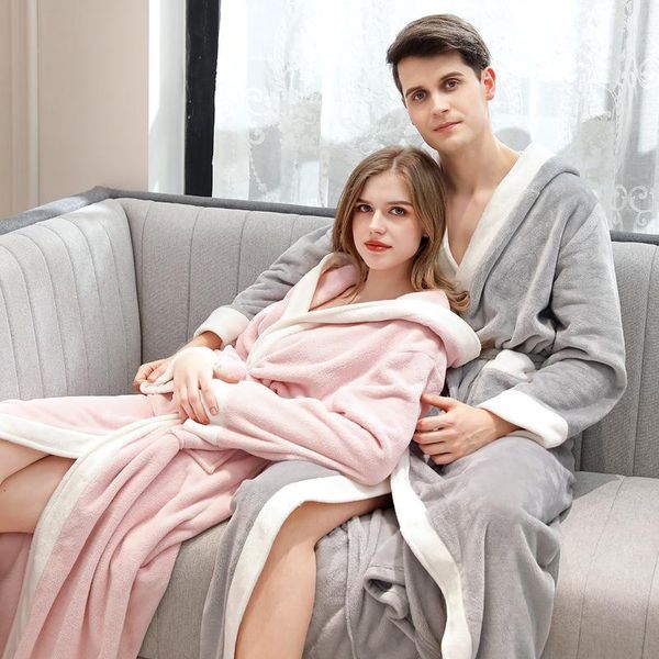 men's sleepwear couples' autumn winter soft warm home cozy robe men's thicken flannel long hooded bathrobe women's el bedgo, Black;brown
men's sleepwear couples' autumn winter soft warm home cozy robe men's thicken flannel long hooded bathrobe women's el bedgo, Black;brown