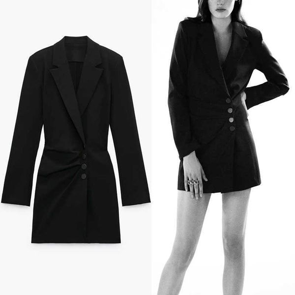 za vintage black blazer dress women long sleeve shoulder pads office lady dresses female chic front button wrap vestido 210602, Black;gray
za vintage black blazer dress women long sleeve shoulder pads office lady dresses female chic front button wrap vestido 210602, Black;gray