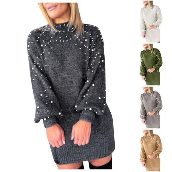 women's sweaters 2021 autumn winter pearl sweater knitted half-high collar dresses slim elastic long sleeve lady bodycon robe, White;black
women's sweaters 2021 autumn winter pearl sweater knitted half-high collar dresses slim elastic long sleeve lady bodycon robe, White;black