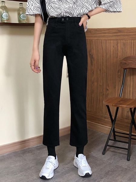 women spring autumn fashion high waist slim vintage jeans office lady korean style wild simple solid color straight denim pants women's, Blue
women spring autumn fashion high waist slim vintage jeans office lady korean style wild simple solid color straight denim pants women's, Blue