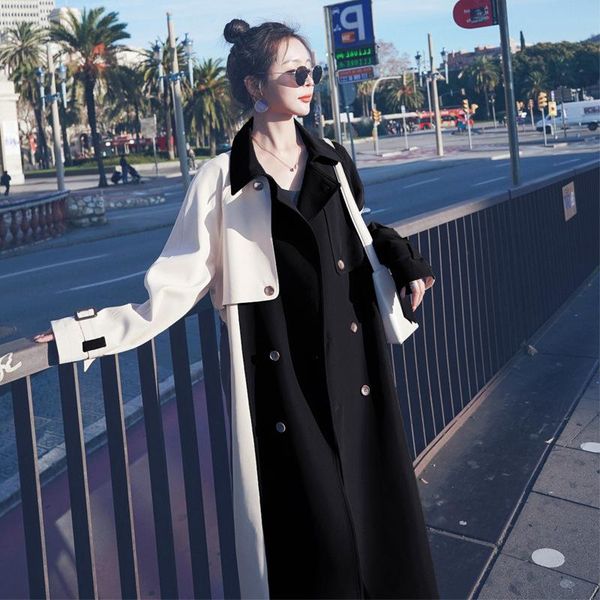 women's trench coats windbreaker 2021 mid-length high-end atmosphere british style temperament korean loose color matching coat jacket, Tan;black
women's trench coats windbreaker 2021 mid-length high-end atmosphere british style temperament korean loose color matching coat jacket, Tan;black