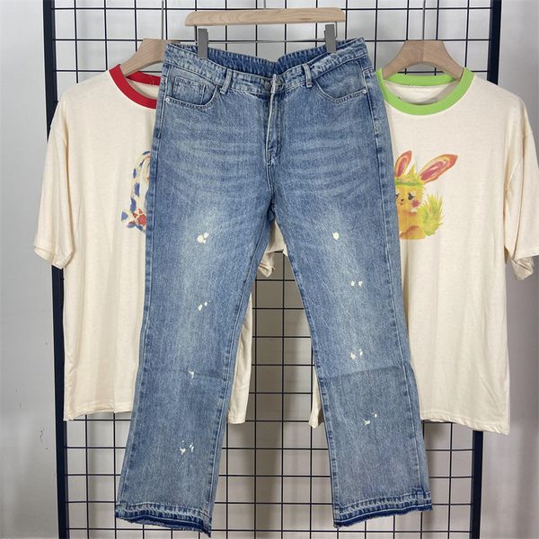 real pics high street washed splash retro wide-leg flared pants mens straight casual jeans for men loose denim trousers, Blue
real pics high street washed splash retro wide-leg flared pants mens straight casual jeans for men loose denim trousers, Blue