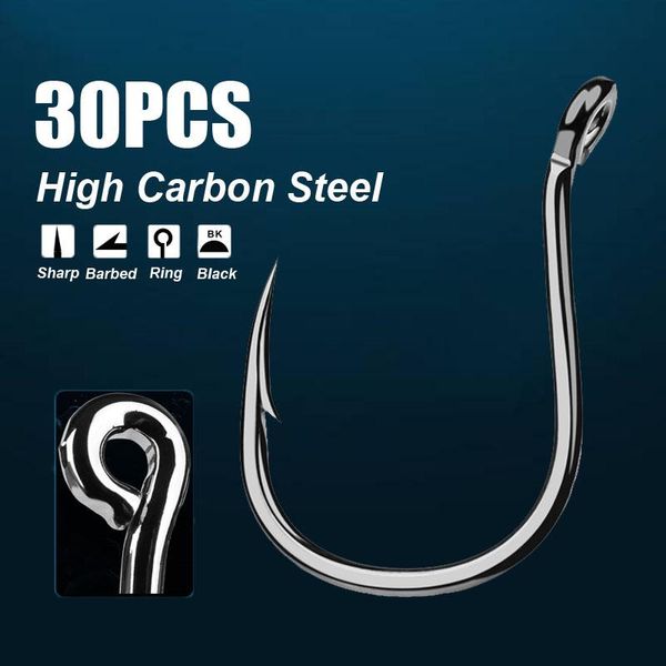 10/30pcs fishing hooks set 1/0-6/0# high carbon steel single fishhooks jigbait barbed carp for sea tackle
10/30pcs fishing hooks set 1/0-6/0# high carbon steel single fishhooks jigbait barbed carp for sea tackle