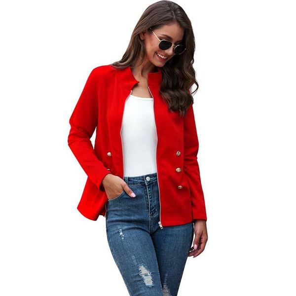 women's jackets autumn elegant jacket women solid color stand collar long sleeve zipper streetwear ladies basic short coat, Black;brown
women's jackets autumn elegant jacket women solid color stand collar long sleeve zipper streetwear ladies basic short coat, Black;brown