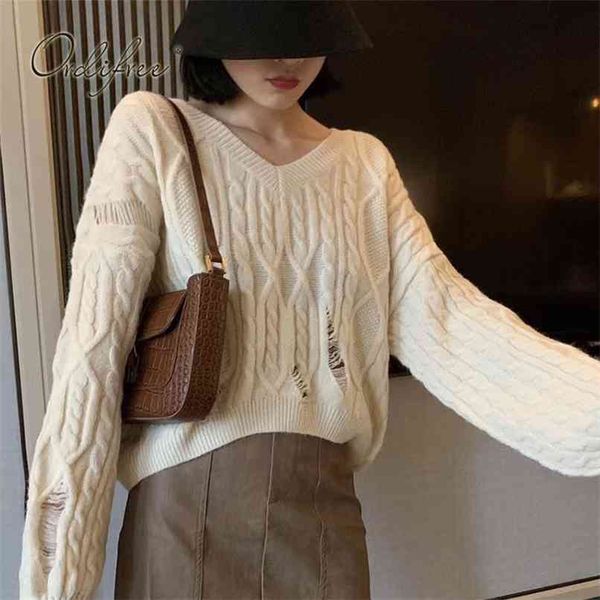 autumn winter women sweaters knitted pullovers casual warm female ripped sweater jumpers 210513, White;black
autumn winter women sweaters knitted pullovers casual warm female ripped sweater jumpers 210513, White;black