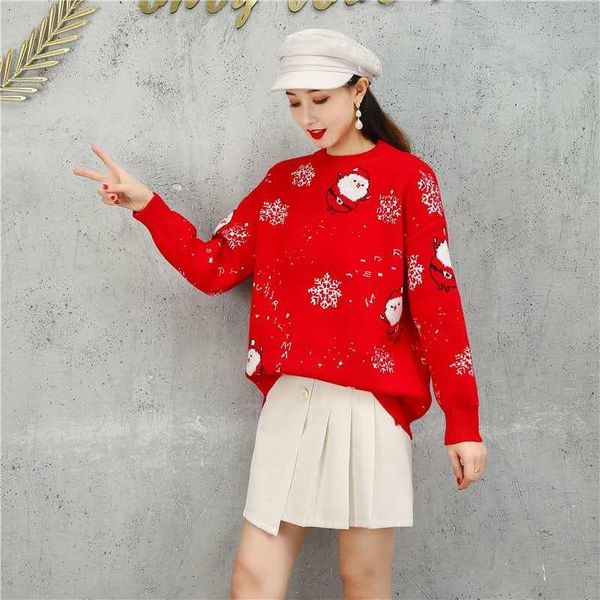 women's sweaters knitted pullovers sweater christmas lazy wind korean warm thickened o-neck casual female clothing, White;black
women's sweaters knitted pullovers sweater christmas lazy wind korean warm thickened o-neck casual female clothing, White;black