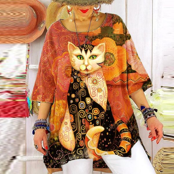 women's blouses & shirts autumn print cat o-neck half sleeve tshirt women loose oversized flower tee femme plus size funny cute cartoon, White
women's blouses & shirts autumn print cat o-neck half sleeve tshirt women loose oversized flower tee femme plus size funny cute cartoon, White
