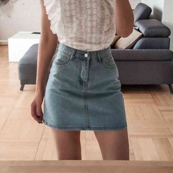 high waist denim skirt female summer simple pure color all-match a-line skirt black
high waist denim skirt female summer simple pure color all-match a-line skirt black