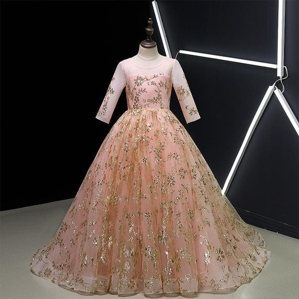 girl's dresses beautiful pink and gold flower girls for wedding sequined applique pageant gowns kids birthday dress, Red;yellow
girl's dresses beautiful pink and gold flower girls for wedding sequined applique pageant gowns kids birthday dress, Red;yellow