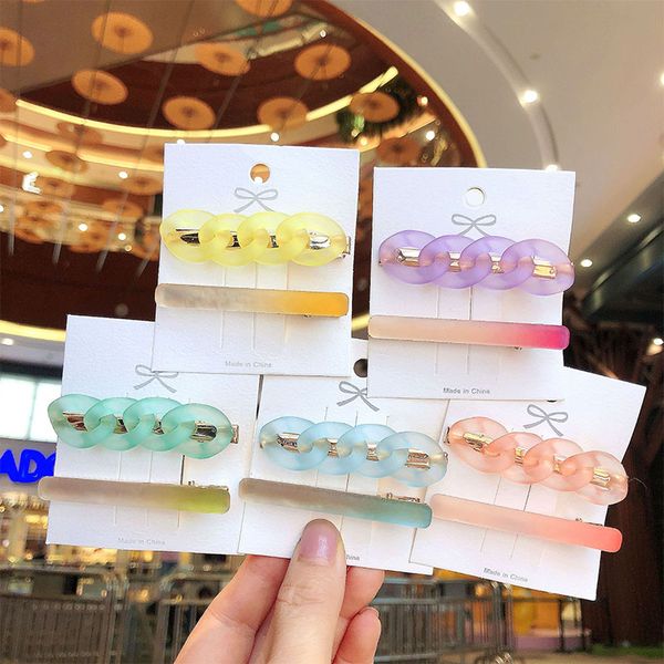 2pcs/set candy color hair clip women girls new fashion chain barrettes bb hairpins female make up decoration hair accessories, Golden;silver
2pcs/set candy color hair clip women girls new fashion chain barrettes bb hairpins female make up decoration hair accessories, Golden;silver