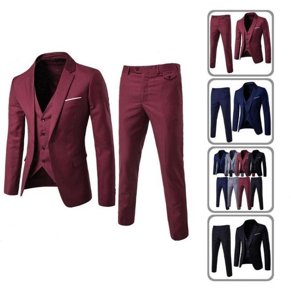 men's suits & blazers 1 set formal suit long sleeve male comfy buttons cuff blazer vest trousers men for business, White;black
men's suits & blazers 1 set formal suit long sleeve male comfy buttons cuff blazer vest trousers men for business, White;black