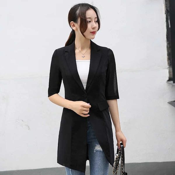 small suit female jacket casual ladies summer thin section net red wild three quarter regular single breasted 210603, White;black
small suit female jacket casual ladies summer thin section net red wild three quarter regular single breasted 210603, White;black
