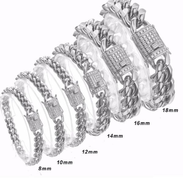 link, chain 8/10/12/14/16/18mm 7-11inch fashion crystal stainless steel silver miami curb cuban bracelet wristband mens womens jewelry, Black
link, chain 8/10/12/14/16/18mm 7-11inch fashion crystal stainless steel silver miami curb cuban bracelet wristband mens womens jewelry, Black