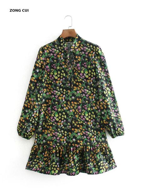 retro printed green mini dress women's bow neck long sleeve ruffled loose 2021 spring and autumn xs casual dresses, Black;gray
retro printed green mini dress women's bow neck long sleeve ruffled loose 2021 spring and autumn xs casual dresses, Black;gray