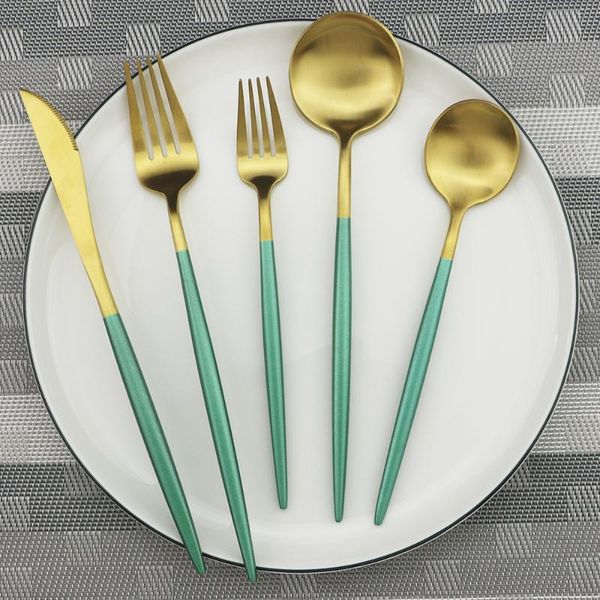 dinnerware sets 1pcs green metal reusable gold flatware 304 stainless steel cutlery knife fork spoon dessert tea kitchen tableware
dinnerware sets 1pcs green metal reusable gold flatware 304 stainless steel cutlery knife fork spoon dessert tea kitchen tableware