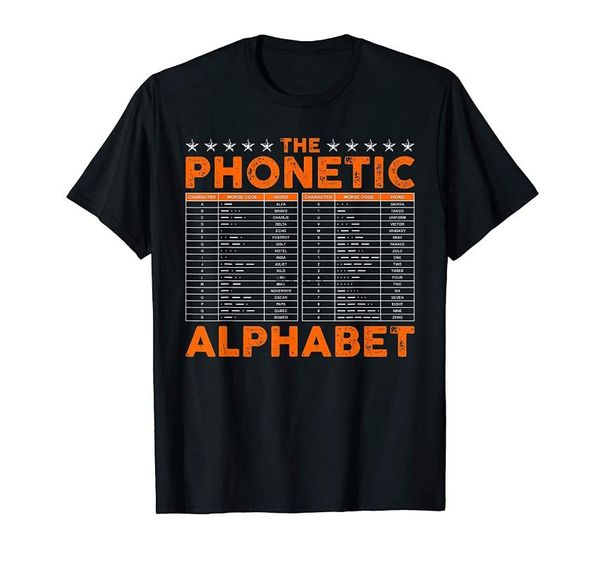 men's t-shirts international phonetic alphabet t-shirt pilot airplane shirt, White;black
