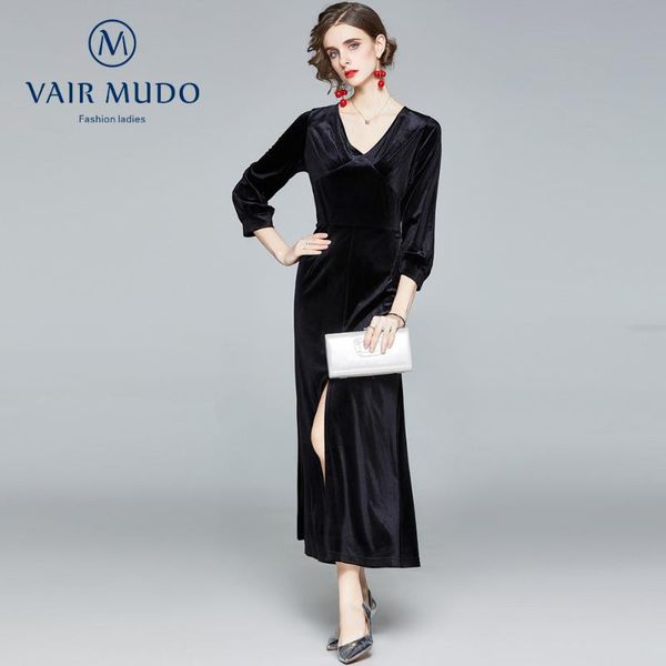 casual dresses 2021 banquet temperament ladies high waist slit velvet dress long elegant black red autumn winter part y-233, Black;gray
casual dresses 2021 banquet temperament ladies high waist slit velvet dress long elegant black red autumn winter part y-233, Black;gray