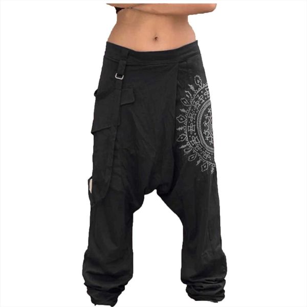 low rise drop crotch women pants retro print plus size saggy baggy trousers elastic waist pockets wide leg harem, Black
low rise drop crotch women pants retro print plus size saggy baggy trousers elastic waist pockets wide leg harem, Black