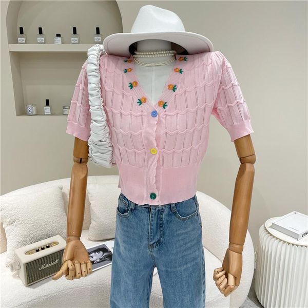 women's knits & tees clothing spring summer 2021 fashion v-neck hollow out short sleeve knit shirt floral embroidery cardigan top, White
women's knits & tees clothing spring summer 2021 fashion v-neck hollow out short sleeve knit shirt floral embroidery cardigan top, White