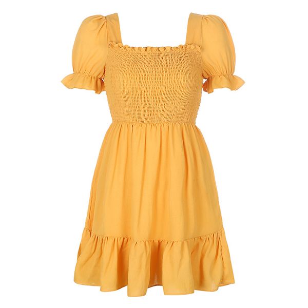 paris girl summer yellow stitching square collar ruffles puff sleeve solid color french mini dress holiday 210524, Black;gray
paris girl summer yellow stitching square collar ruffles puff sleeve solid color french mini dress holiday 210524, Black;gray