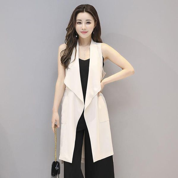 women's vests korean chiffon women vest white black thin long jacket fashion sleeveless ladies waistcoat chaleco mujer c5595, Black;white
women's vests korean chiffon women vest white black thin long jacket fashion sleeveless ladies waistcoat chaleco mujer c5595, Black;white