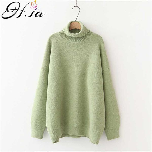 h.sa women's turtleneck sweaters thick warm pullover cashmere jumper soft oversized knitwear sweater korean women jumpers 211124, White;black
h.sa women's turtleneck sweaters thick warm pullover cashmere jumper soft oversized knitwear sweater korean women jumpers 211124, White;black