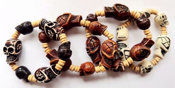 4 pcs biker design mixed color skull bracelet tibet style jewelry personality cool vintage punk, Black
4 pcs biker design mixed color skull bracelet tibet style jewelry personality cool vintage punk, Black