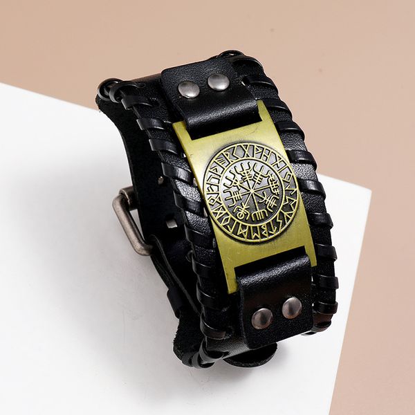 wild punk nordic viking pirate leather bracelet retro knitting compass men's charm bracelets gift, Golden;silver
wild punk nordic viking pirate leather bracelet retro knitting compass men's charm bracelets gift, Golden;silver