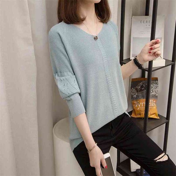 solid color loose knitted base sweater fashion thin section hollow lantern sleeves cover belly plus size pullovers jumpers 210427, White;black
solid color loose knitted base sweater fashion thin section hollow lantern sleeves cover belly plus size pullovers jumpers 210427, White;black