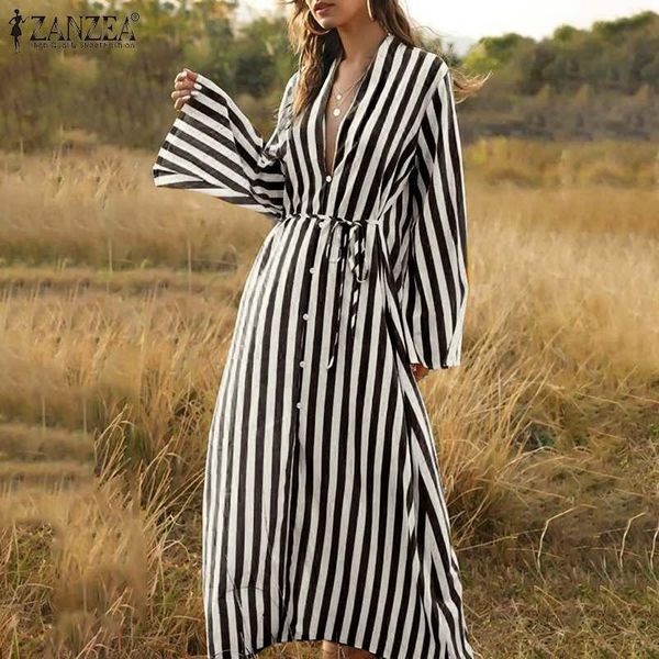 casual dresses zanzea long maxi for women ladies lace up vestidos 2021 female striped sundress sleeve robe oversize 5xl, Black;gray
casual dresses zanzea long maxi for women ladies lace up vestidos 2021 female striped sundress sleeve robe oversize 5xl, Black;gray