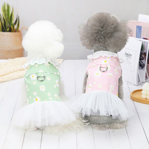 small and medium-sized dogs spring summer pet cloth cowboy traction yarn skirt dog princs style teddy