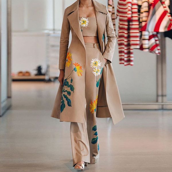 women's two piece pants long trench coat sets autumn winter fashion temperament print flower windbreaker wide leg suit 95tk, White
women's two piece pants long trench coat sets autumn winter fashion temperament print flower windbreaker wide leg suit 95tk, White