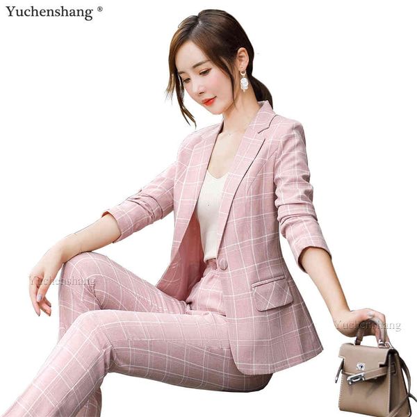 women's suits & blazers casual s-5xl pink gray apricot white plaid pant suit girl women 2 piece set new arrival full sleeve spring clot, White;black
women's suits & blazers casual s-5xl pink gray apricot white plaid pant suit girl women 2 piece set new arrival full sleeve spring clot, White;black